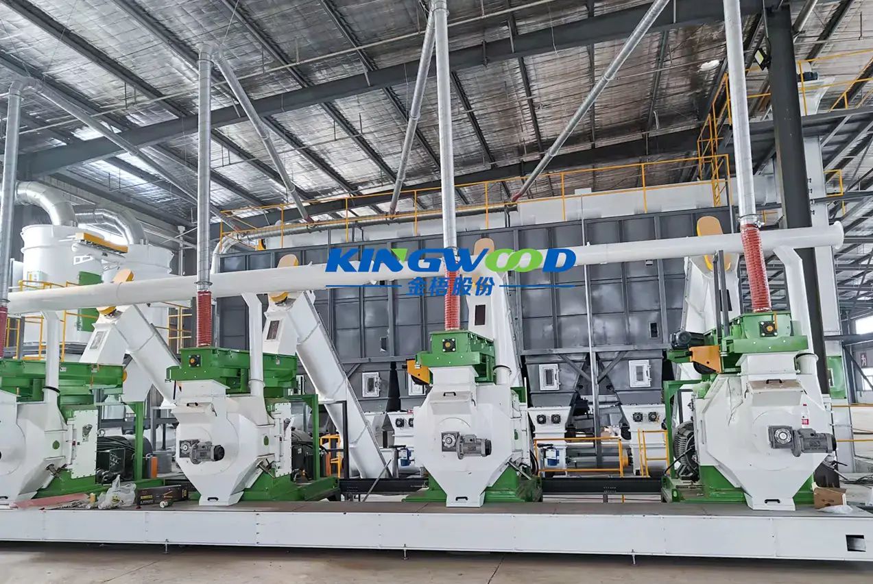 JWZL-688D ring die pellet mill with servo motor and feed conditioner installed in workshop