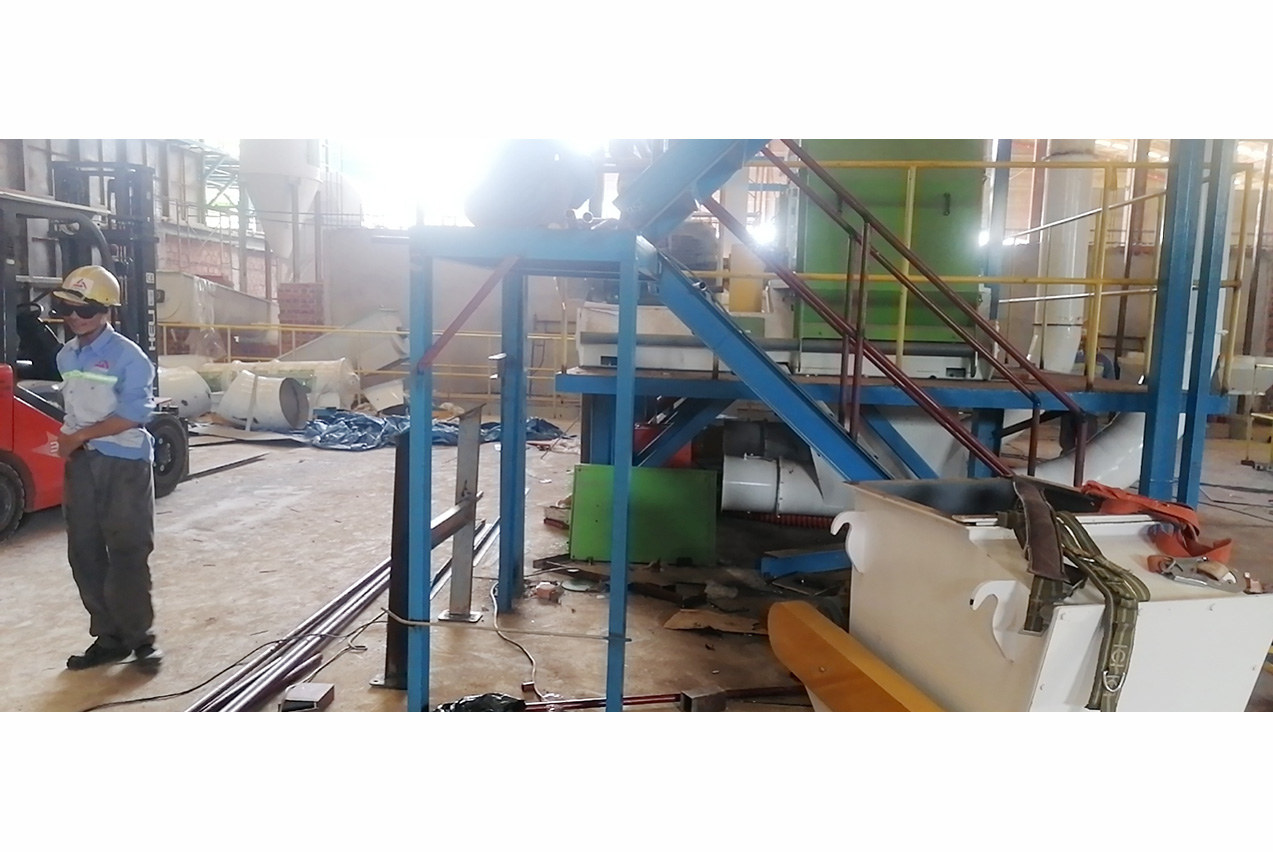 Kingwood biomass pellet production line during installation and commissioning at a Vietnam customer site