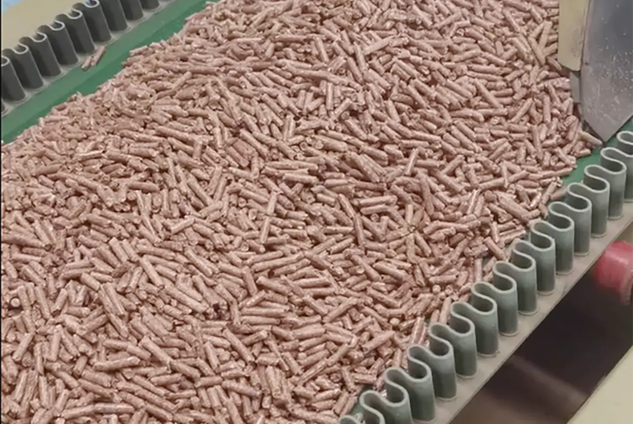 Kingwood wood pellet production line with automated conveying and dust-free enclosure at full capacity